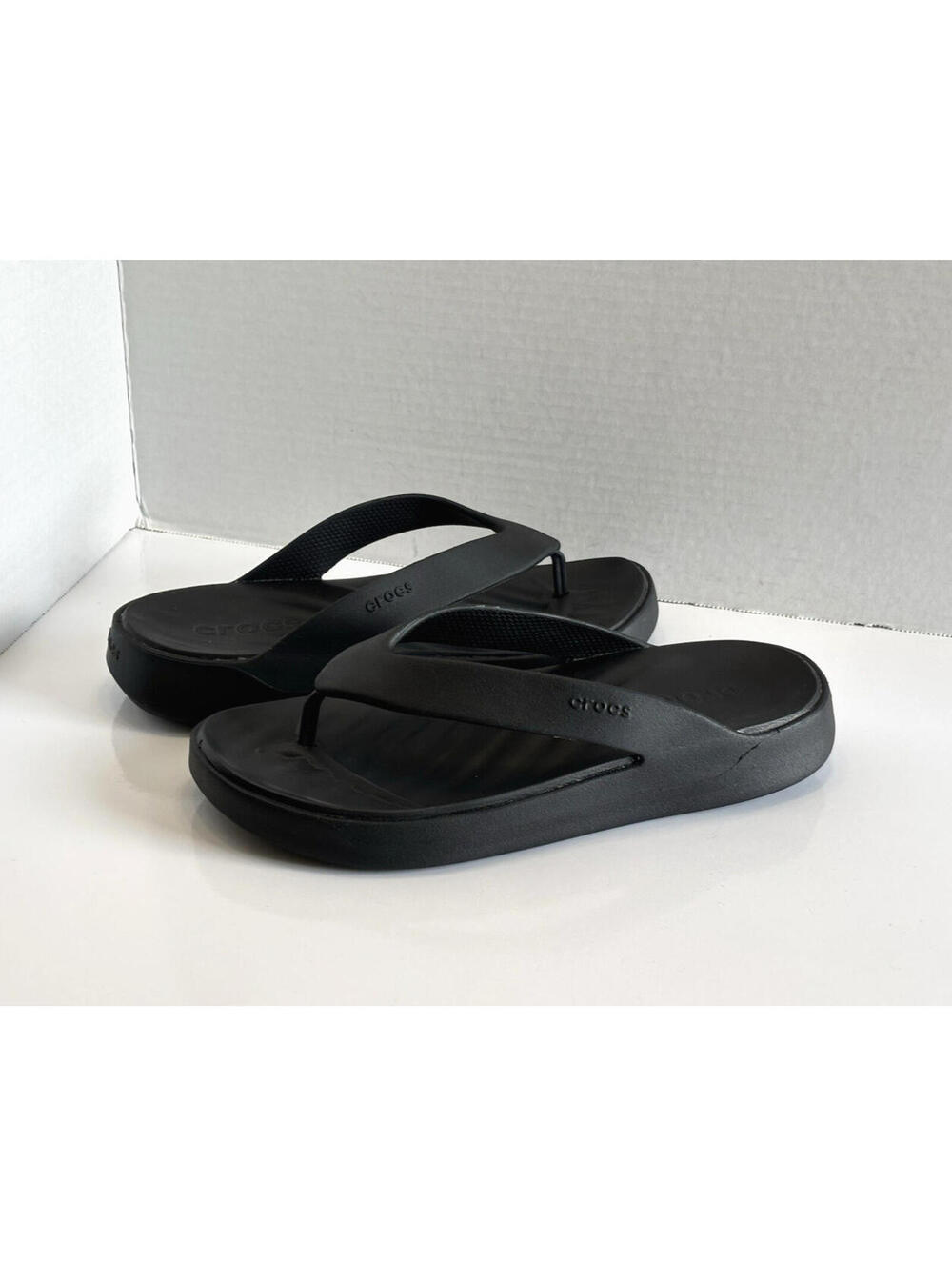 Crocs Getaway Platform Flip Flops Thong Sandals Black Women's Sz 7 Comfort Slide